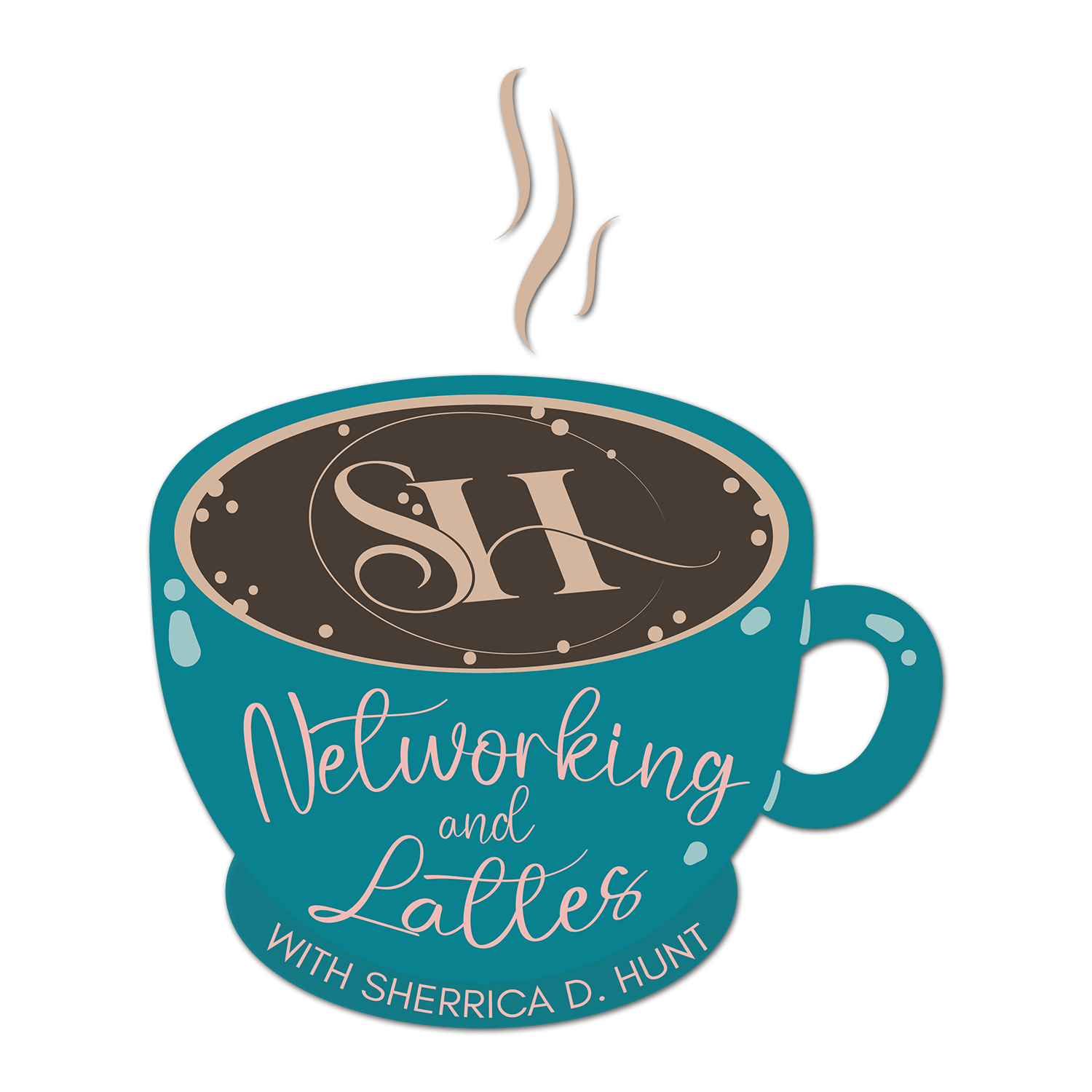 Networking and Lattes Logo - Blue Cup - 1500px with shadow